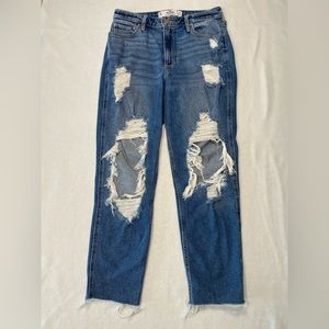Hollister Curvy Hi Rise Stretch Ripped Mom Jean Size 5 #0763
